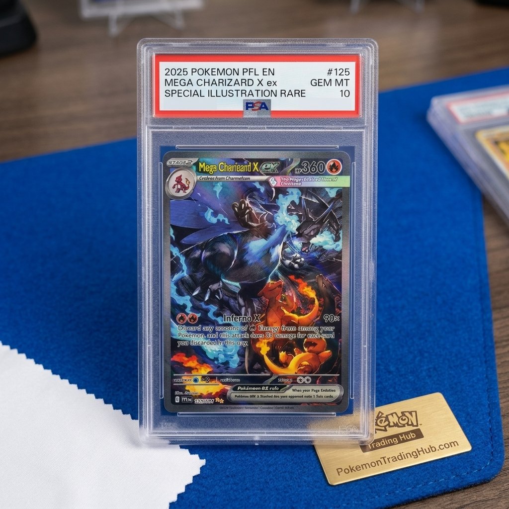 Mega Charizard X ex full art trading card front view