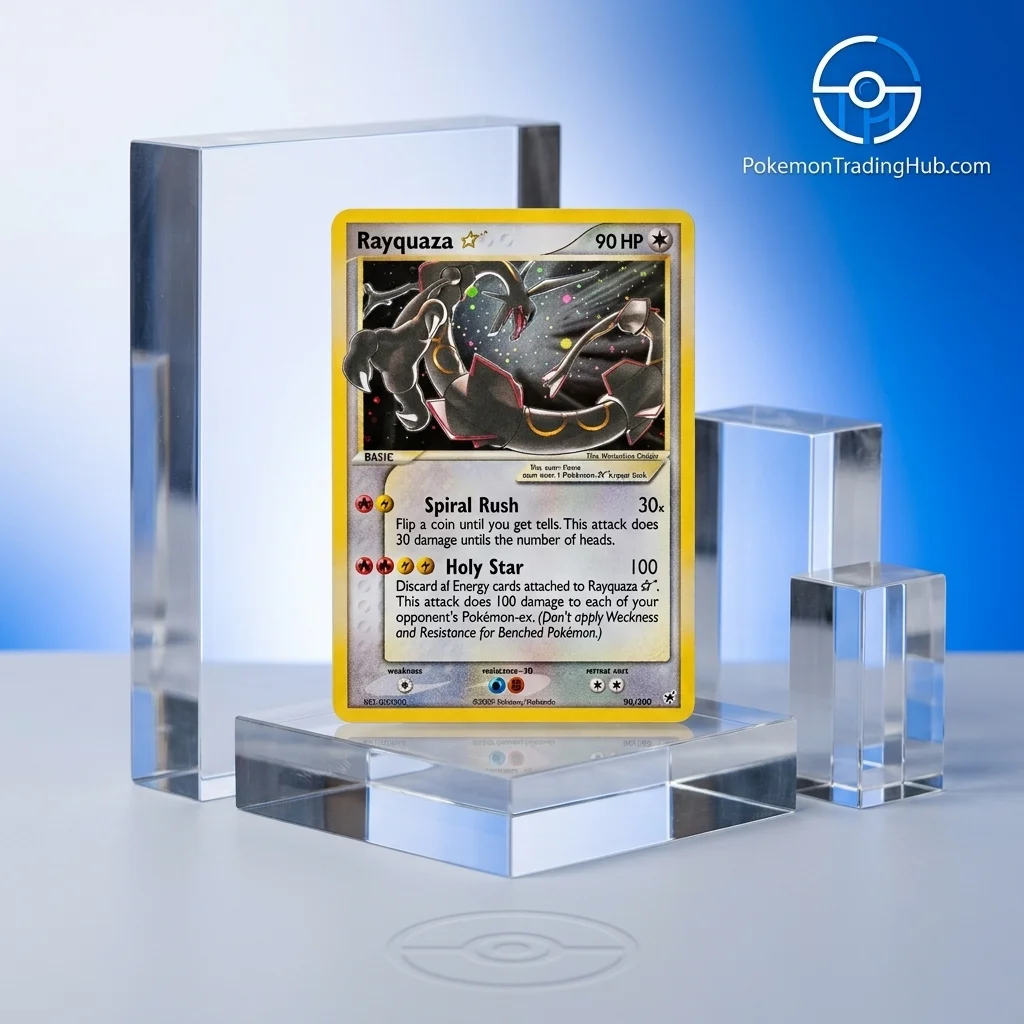 Rayquaza Gold Star Cosmos Holo Deoxys 107/107 Display Card