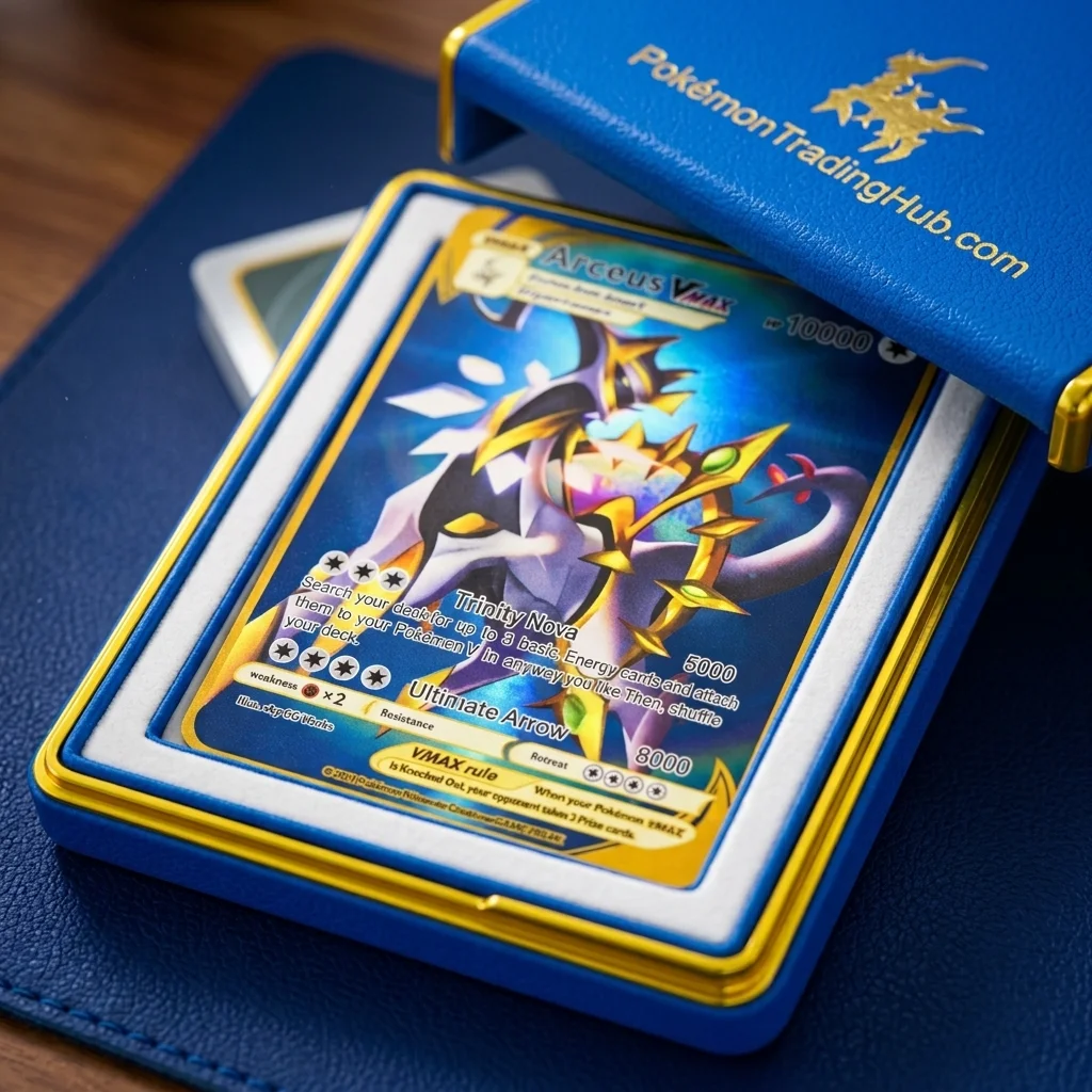 Arceus VMAX Metal Card | 10000 Points Anime Collectible | Gold Trading Card Gift